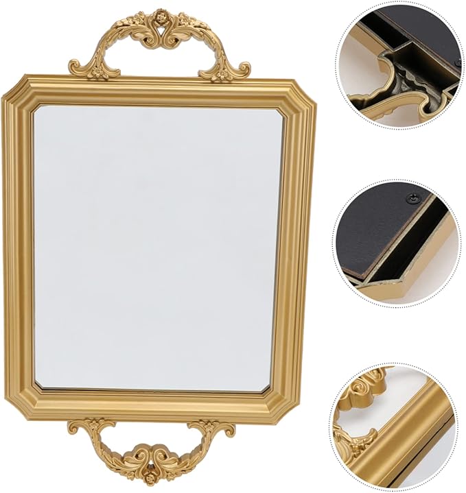 Alipis 1pc Vintage European Mirror Tray for Makeup and Perfume Storage Retro Decorative Organizer for Jewelry and Cosmetics Accent Finish