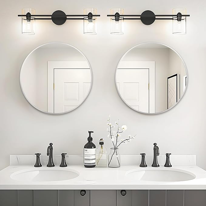 Fabuday Silver Circle Mirror for Wall Decor 18 Inch - Bathroom Round Mirror with Matte Frame, Small Circular Mirrors for Entryway, Hallyway, Living Room, Bedroom