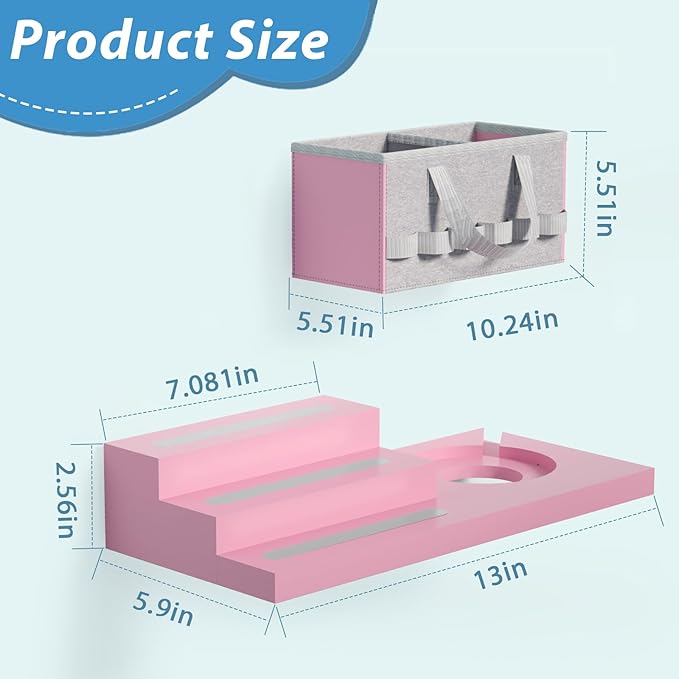 for Tonie Shelf Magnetic - Wooden Tonies Organizer with Carrying Bag, 3 Tiered Magnetic Display Shelf for Toniebox Holder, Wall Mount/Countertop Use Tonies Toy Storage for Kids Room/Playroom (Pink)