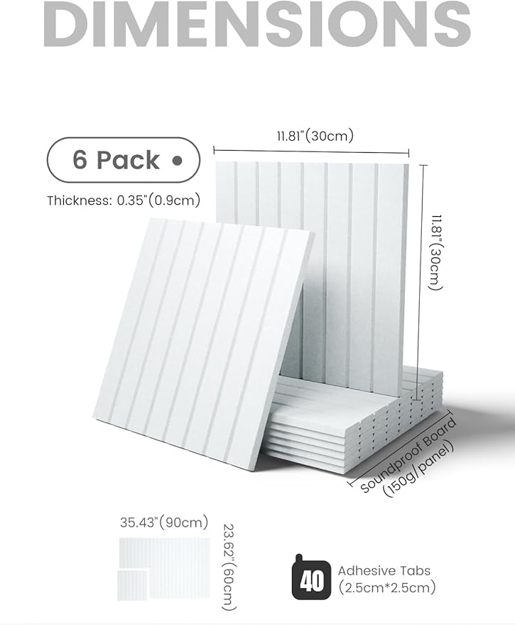 Large Felt Bulletin Board 36"x24" Cork Board Alternative - 6 Pack with 40 Safe Removable Adhesive Tabs, Cork Boards for Walls for Home Office Classroom Pin Board-Cold White