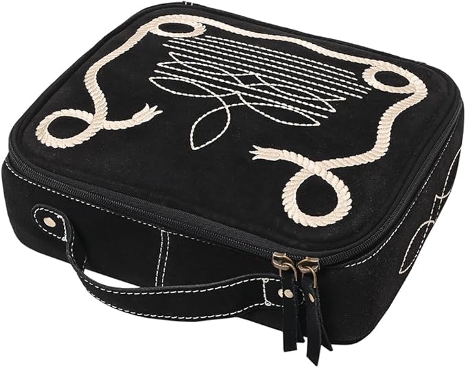 American Darling Genuine Suede Leather jewelry case Boot Stitched Embroidery Western Travel Organizer