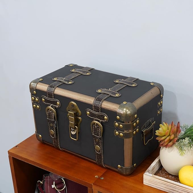 Decorative Storage Box - Antique Wooden Manual Box with Cover, Gift & Home Decor (13.38 * 7.87 * 7.87 inch)