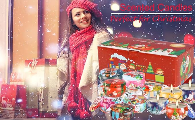 WPONSZU 16Pack Christmas Scented Candles,Candvent Calendar 2025, Gift Set 2.5oz Strong Fragrance Aromatherapy Candles,Portable Travel Tin Jar Candles Gifts for Home Scented Decoration Valentine'sDay