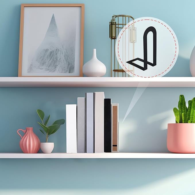 Chunful 2 Pcs Modern Metal Book Ends for Shelves Decorative Small Bookends Book Shelf Organizer Minimalist Design Stopper to Hold Books for Home Office (Black,5.5 * 3.75 * 2.25inch)