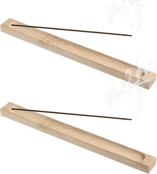 2Pcs Wooden Incense Holder for Sticks, Wood Incense Stick Holder with Ash Collector Catcher Adjustable Angle Stick Burner, 9.1 Inches