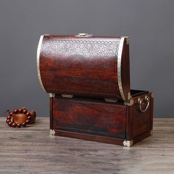 Makeup Organizers Solid Wood Jewelry Box Chinese Retro Storage Box Ring Earring Necklace Bracelet Watch Small Jewelry Storage Box Jewelry Box 11.81 Inches Jewelry Case (Color : B)