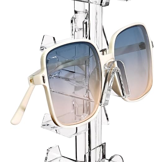 MOOCA Premium Acrylic Rotating Sunglasses, Eyewear Holder Display, Eyewear Collection, Sunglasses Holder, Eyeglass Case, High Capacity Eyewear Organizer, 20 Pairs