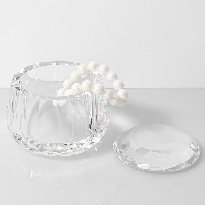 Crystal Makeup Storage Jars with Lids, Clear Candy Containers, Airtight Cosmetic & Dessert Organizer Set, Elegant Gift Box Home Bathroom Kitchen Decor