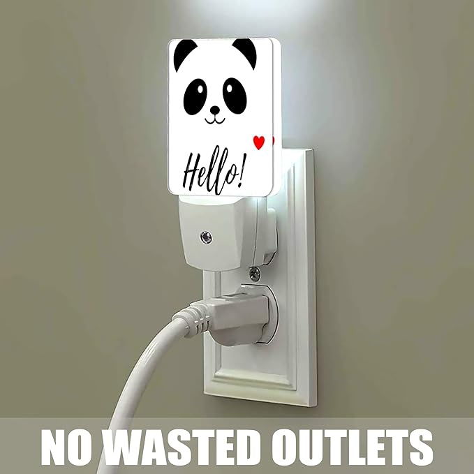Hello Panda Night Light, Smile Animal Night Lights Plug into Wall Decor for Bedroom, Bathroom, Hallway, Kitchen, Dusk to Dawn Sensor Nightlights for Women Men Room Gifts
