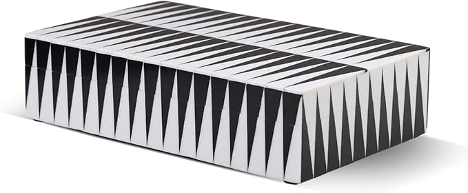 Handicrafts Home Large Decorative Storage Box with Lid– 10x6x2.5” Coffee Table Organizer, Keepsake-Decorative Boxes for Home Decor, Stylish Decorative Box for Office Décor-Monochrome