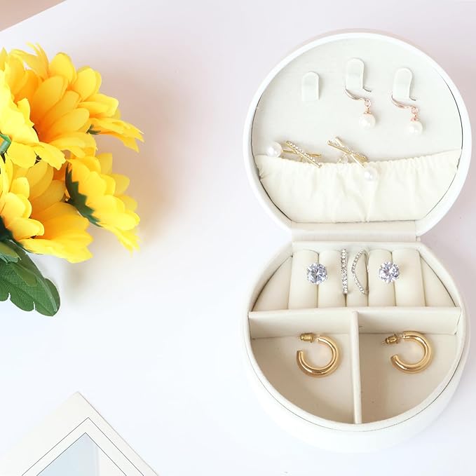 Travel Jewelry Case,Personalized Jewelry Box,Elegant Half-Moon Design with Personalized Golden Initial Case,Personalized Gifts for Women,Jewelry organizer;Personalized Gifts for Women or Friends(R)