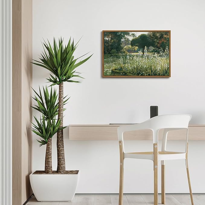 OIQArtOIQ Vintage Framed Wall Art Garden Landscape Canvas Art Prints Rustic Farmhouse Scenery Pictures Wall Decor Modern Cottagecore Paintings Artwork For Bedroom Bathroom Office Living Room