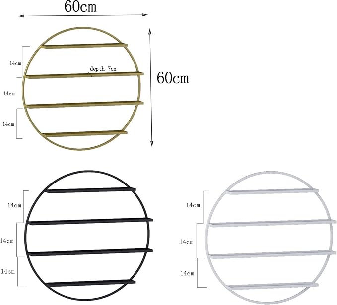 Metal Wall-mounted Nail Polish Storage Racks Wall-Mounted Nail Polish Display Rack Round Shelf Organizer Storage Holder Metal Floating Shelf Display Case Shelf,for Essential Oils, Perfume,Makeup Bottl