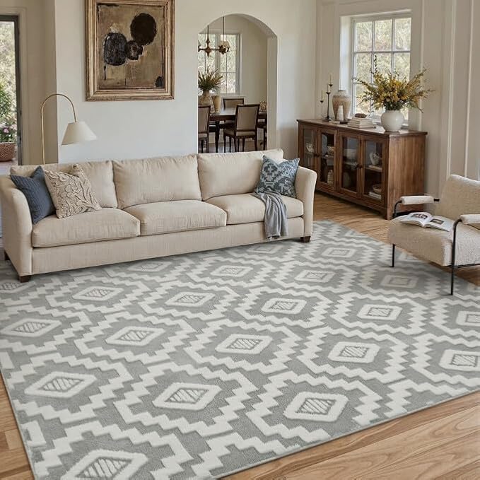 PureCozy Super Soft Shag Rug 6x9 for Living Room Modern Gray Washable Large Area Rugs High Pile Non-Shedding Throw Rugs Non Slip Indoor Office Carpet for Playroom Bedroom Home Aesthetic Decor
