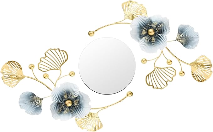 Tandefio 3 Pcs Metal Decorative Wall Mirrors for Living Room Metal Ginkgo Leaf Mirror Modern Creative Wall Decor Art Hanging Decor Mirror for Entrance Bedroom Living Room(Vintage Gold,16.inches)