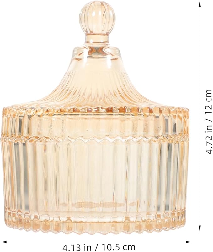 FUOYLOO Amber Glass Apothecary Jar with Lid, Candy Container and Jewelry Storage Box, Sealed Kitchen Snack Organizer for Home Décor and Makeup Accessories