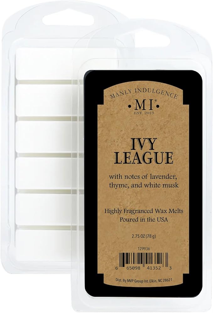 Manly Indulgence Ivy League Scented Wax Melts, Wax Melt Warmer Cubes, Long Lasting Scented Wax Warmer Cubes, 4 Pack, 6 Cubes Each - Made in The USA