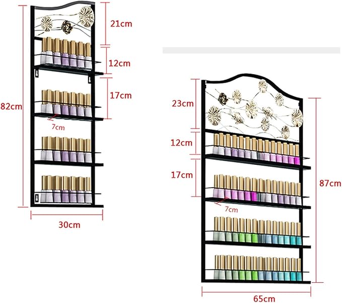 Metal Wall-mounted Nail Polish Storage Racks Nail Polish Display Rack Wall-Mounted Shelf Organizer Storage Holder Metal Floating Shelf Ledges Combination Shelf for Essential Oils,Perfume,Makeup Bottle