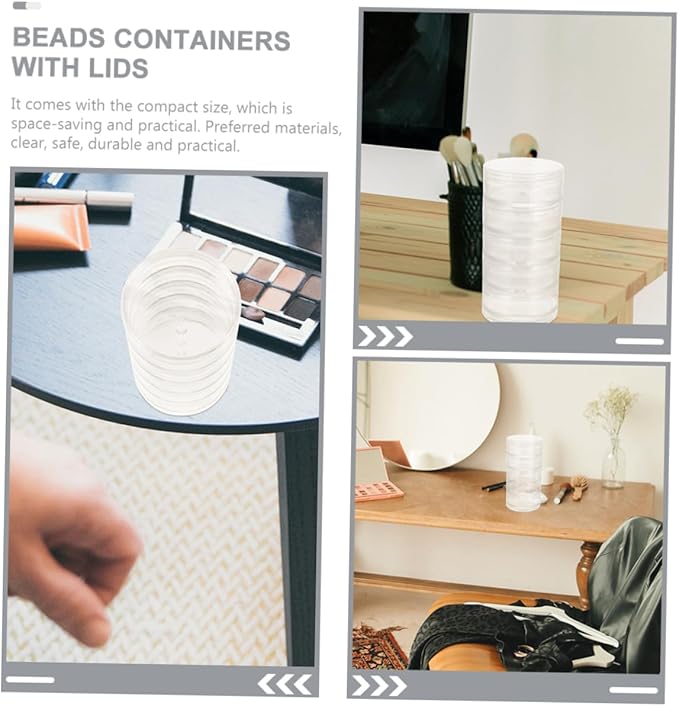 Alipis 2pcs Bead Storage Jars Transparent Organizer Box for Jewelry and Crafts Lightweight and Portable Containers Lids for Earring and Necklace Storage