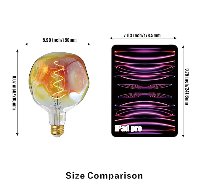 SD LUX Oversized Vintage LED Light Bulbs 5W, Medium Base E26, Giant Huge Edison Bulb Large Full Color Decorative Bulbs, Dimmable 250LM(25W Equi) Pendant Lighting Warm White 2200K,1 Pack (G150C)