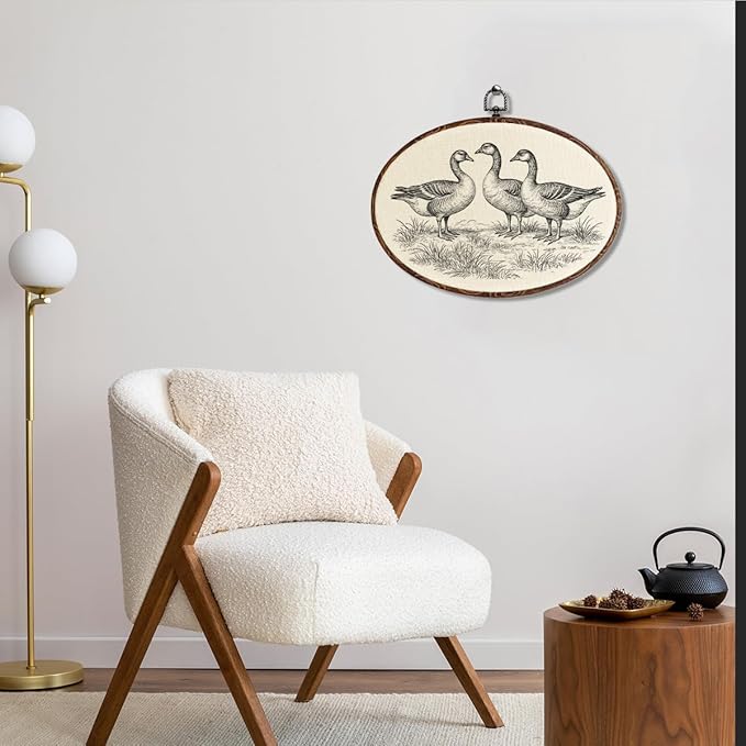 Retro Duck Oval Framed Wall Art,Vintage Antique Duck Canvas Art Paintings Wall Decor, Rustic Cottagecore Nature Hanging Decor Artwork for Home Kitchen Bathroom Bedroom Living Room Farmhouse 12X8.3
