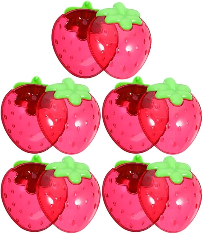 LUOZZY 10pcs Mini Strawberry Candy Boxes with Transparent Lid for Wedding Party Decorations Jewelry Storage Baby Shower Birthday Holiday Crafts Makeup Organizer