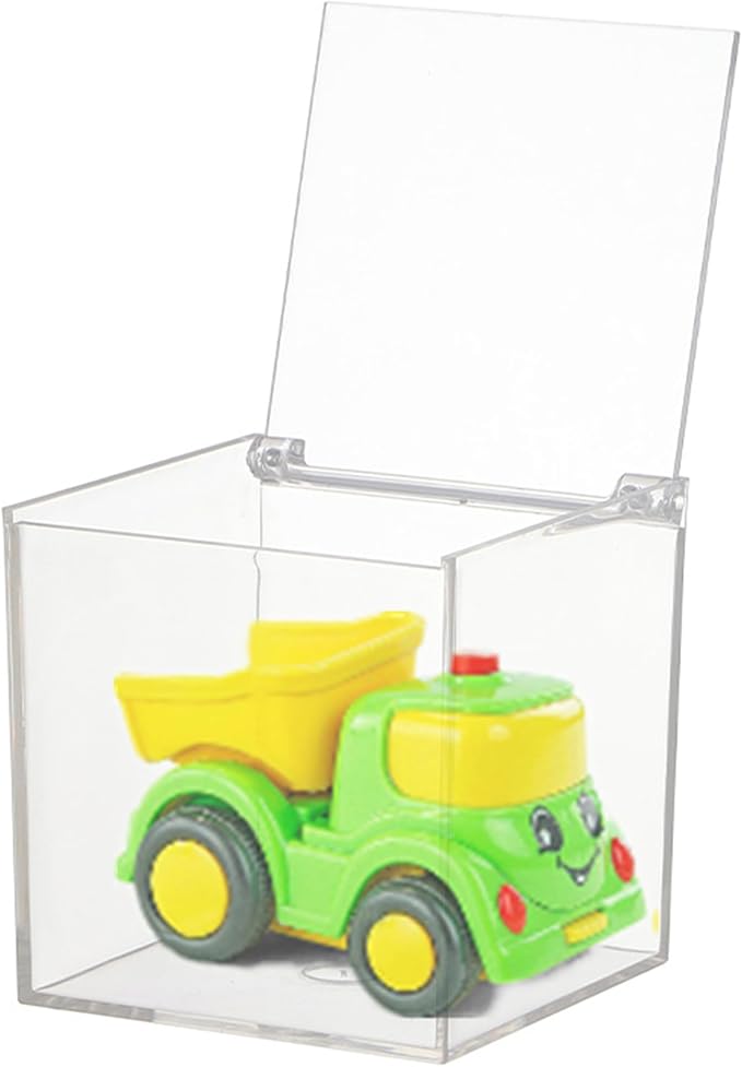 KissYou Small Acrylic Box with Lid Clear Hinged Lid Box Coffee Pod Holder Clear Candy Contanier Transparent Lucite Square Cube Birthday Wedding Graduation Party Decoration