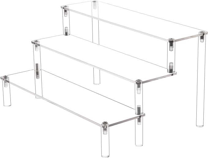 3 Steps Clear Acrylic Display Riser Cupcake Stand Display for Decoration and Organizer