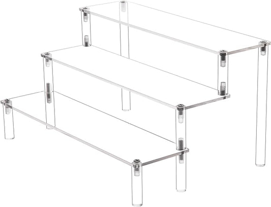 3 Steps Clear Acrylic Display Riser Cupcake Stand Display for Decoration and Organizer