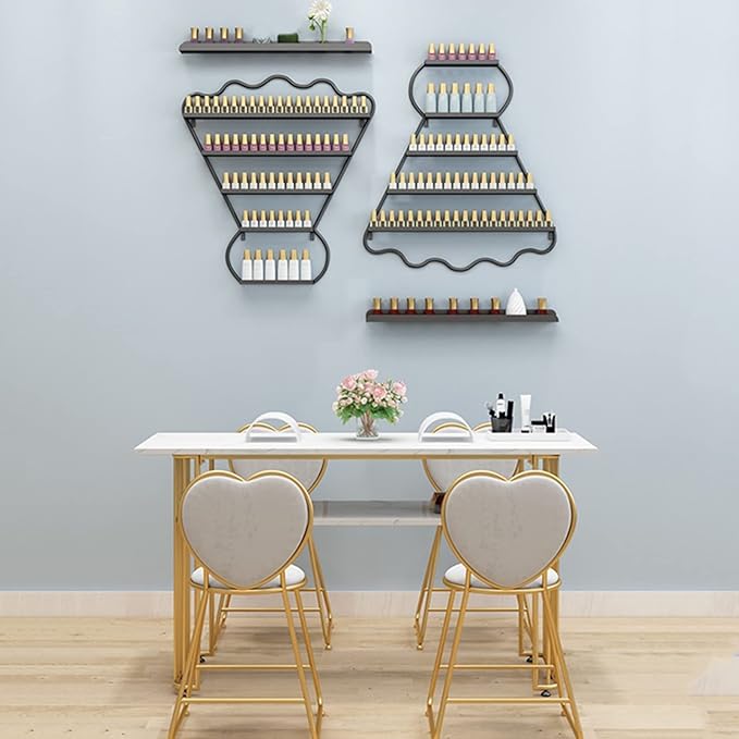 Metal Wall-mounted Nail Polish Storage Racks Wall-Mounted Nail Polish Display Rack Shelf Organizer Storage Holder Metal Floating Shelf Display Case Combination Shelf,for Essential Oils,Perfume,Makeup