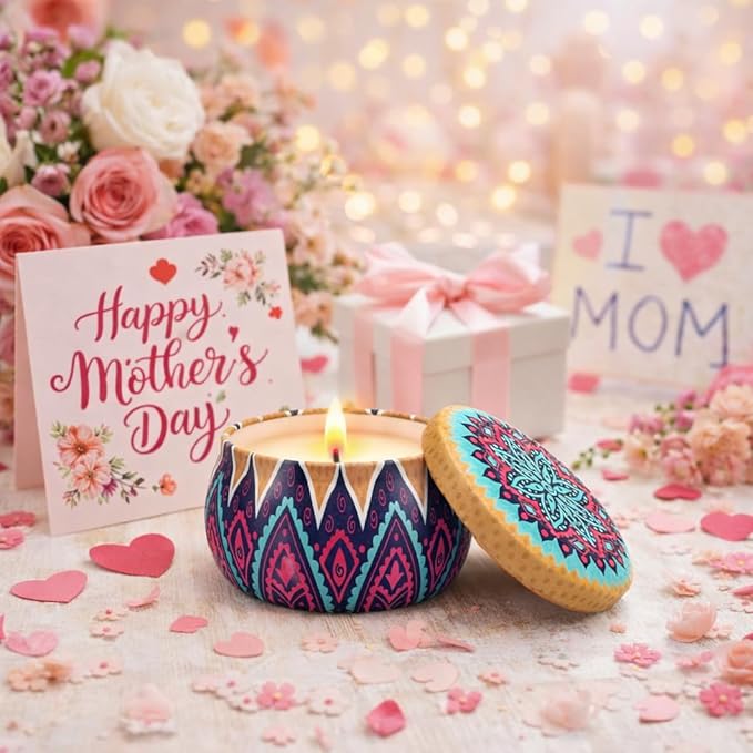 Candles Gift Set for Women, 4 Pack Scented Candles with 8% Essential Oils, 120H Long Lasting Aromatherapy Candles for Home Relaxation