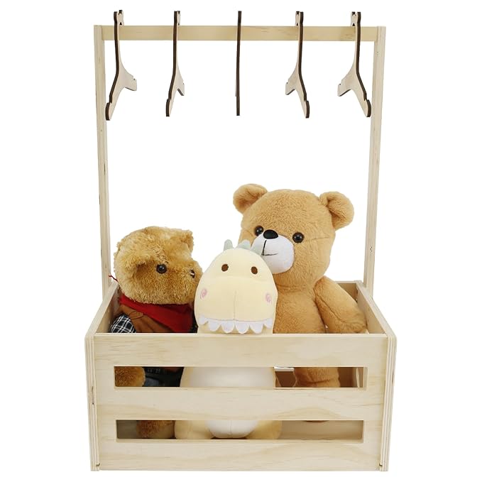 Wooden Baby Shower Crate Closet, Baby Storage Crate with Handle, Decorative Basket for Baby Shower Gifts, Welcome Gift Basket for Newborn Boys Girls, Pregnancy Gifts for New Parents