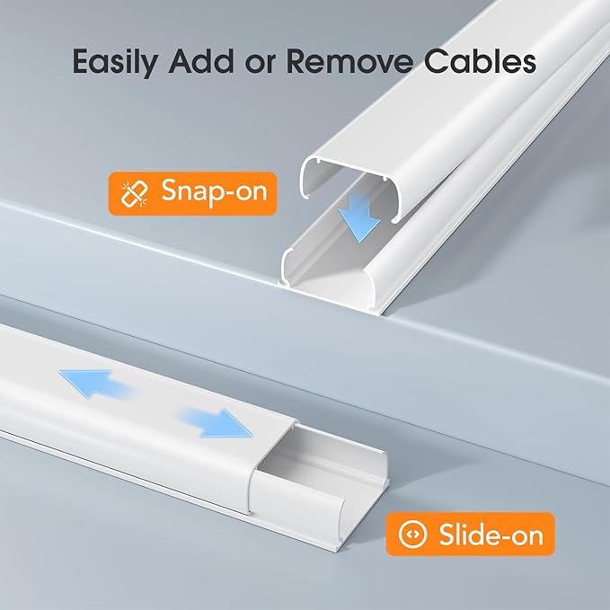 Delamu Cord Covers for 4-7 Wires on Wall, 62.8in Cord Hider Cable Hider, Paintable Wire Covers for Cords on Wall, TV Cord Hider for Wall Mount TV, Cable Cover Management, 4X L15.7 W1.57 H0.78in