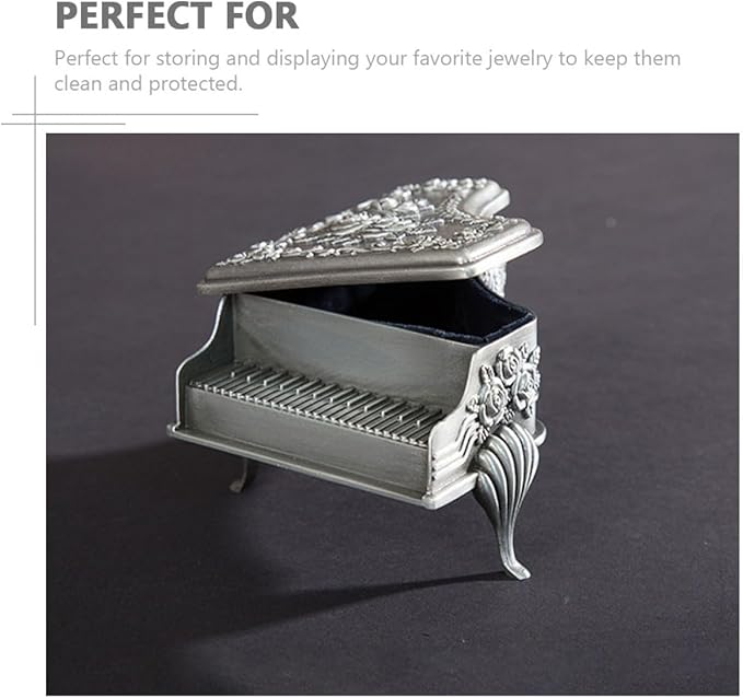 Abaodam Metal Jewelry Box Small 6x8.5x5 Cm Retro Style Engraved Rose Ring and Earring Storage Case European Style Steel Makeup Organizer for Women Home Use