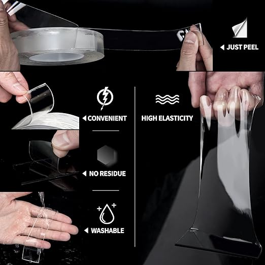 Art3d Double-Sided Tape (10FT), Traceless, Removable, Reusable, Washable - Multipurpose Tape as Seen on TV