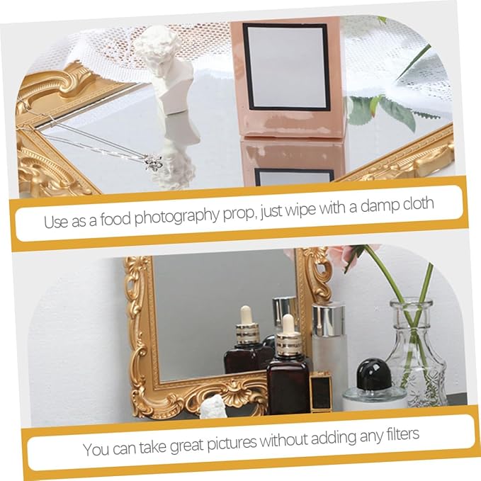 KALLORY Decorative Mirror Tray for Perfume and Makeup Organizer, Vanity Tray for Dresser, Glass Plate Suitable for Bedroom and Bathroom Use