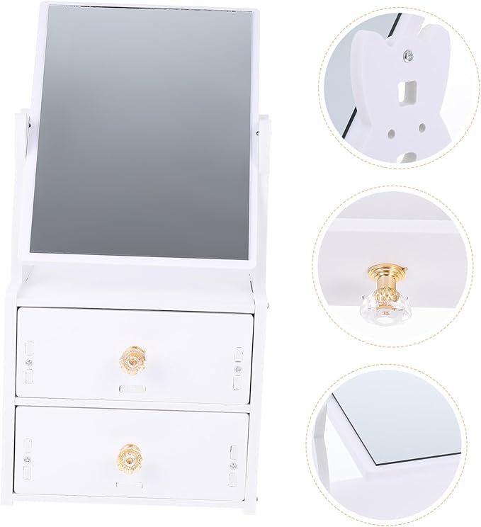 Stackable Makeup Organizer Storage Box Countertop Makeup Mirror for Women Table Mirror