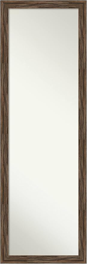 Amanti Art Brown Full Length Mirror for Door, 51x17 Regis Barnwood Mocha Narrow Tall Wall Mirror Full Length, Mounted to Door or Closet Wall with no Visible Brackets, Country Rustic Wood Frame,