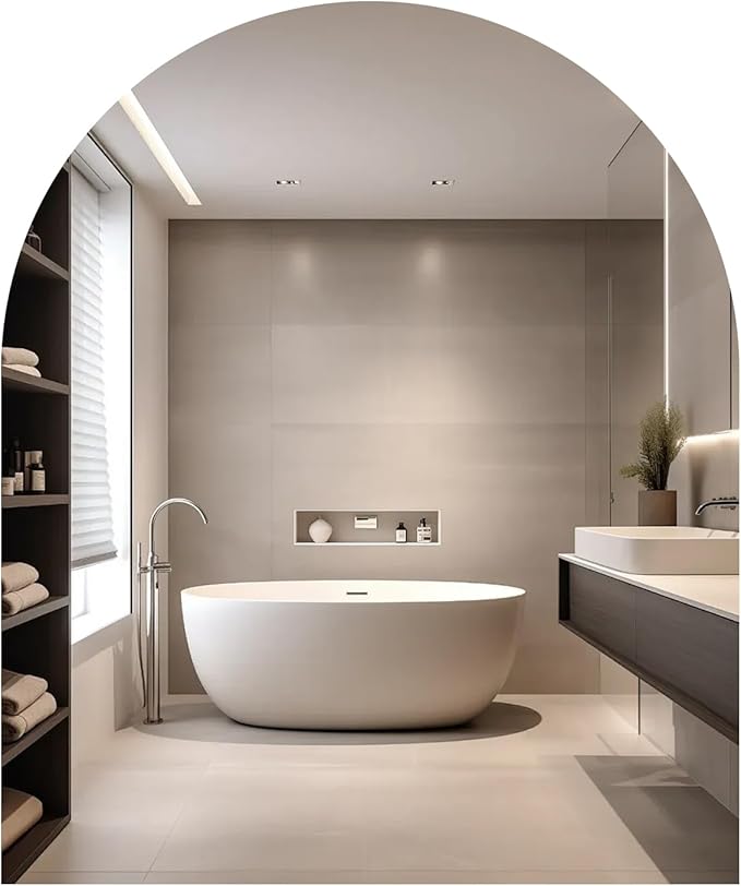 Bathroom Mirror 14 x 12 Inch, Arched Mirror Wall Mounted Frameless Self Adhesive High Clear Glass Mirrors for Firplace,Entryway,Hallway,Restroom,Salon Decor