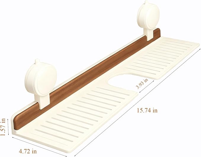 Bathroom Storage Shelves Floating,Modern Kitchen Organizer Faucet Shelf,No Mounted Shower Sink Caddy Organizers,Toothbrush soap Rack (White, 16 inch)