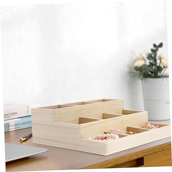 KESYOO Wooden Multi-layer Jewelry Box Earring Necklace Organizer Makeup Counter Storage