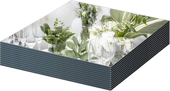 Mymonfif 12" Square Mirror Centerpieces, Set of 12 Mirrors for Centerpieces, 2mm Glass Mirror Plates, Mirror Tray, for Wedding Table, Party Decorations, Candle Plate Set, Craft, Christmas Decorations