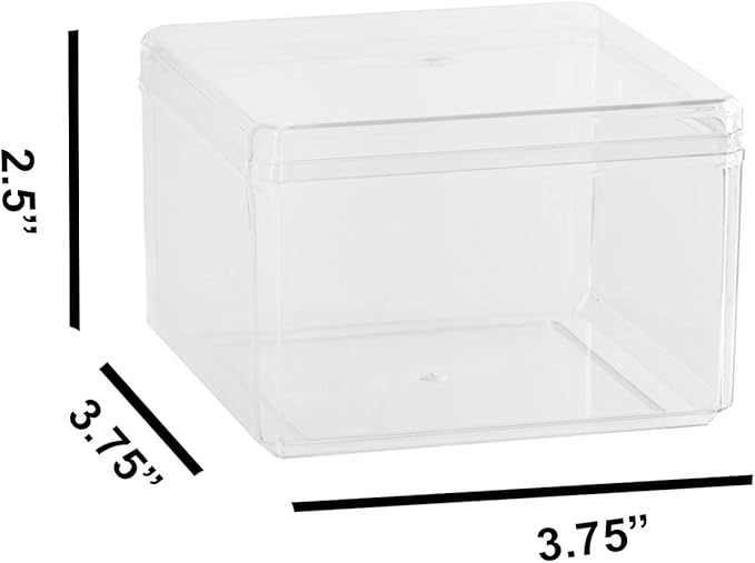 Hammont Small Acrylic Box - Party Favor Gift Boxes - Clear Cube with Rounded Edges for Gifts, Weddings, Treats, Candies & Accessories - Square Home Storage Boxes | 3.75”x3.75”x2.5 (8 Pack)