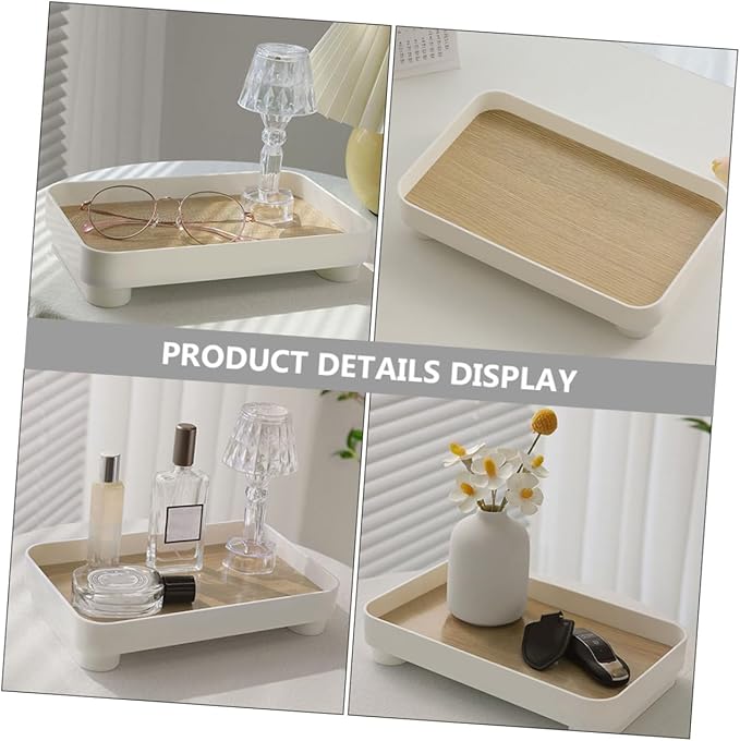 Wooden Storage Tray Makeup Organizer for Vanity Decorative Bathroom Vanity