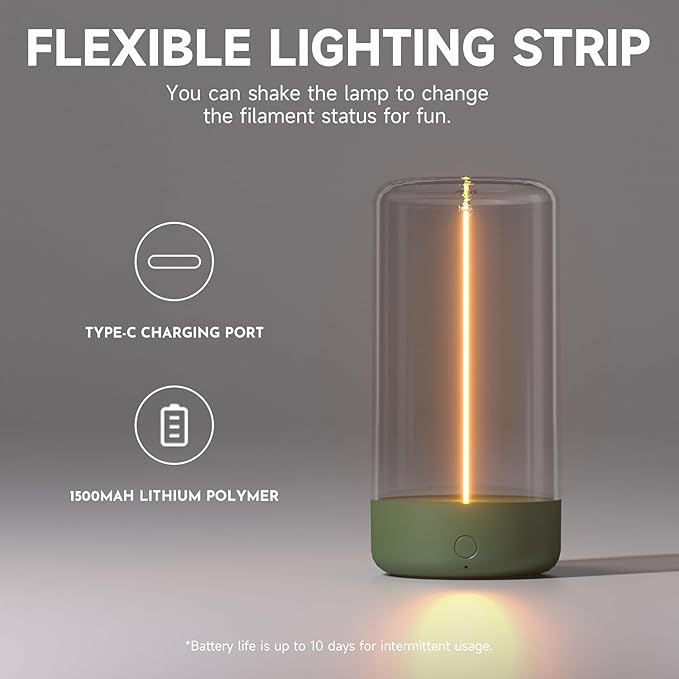 AUGE LIGHT Mini Minimalist Table Lamp Cordless Lamp Rechargeable Table Lamp Portable Nightstand Lamps Desk Lamps for Home Office Unique Ambient Light Mood Lighting for Desk Decor Beside(Dark Green)