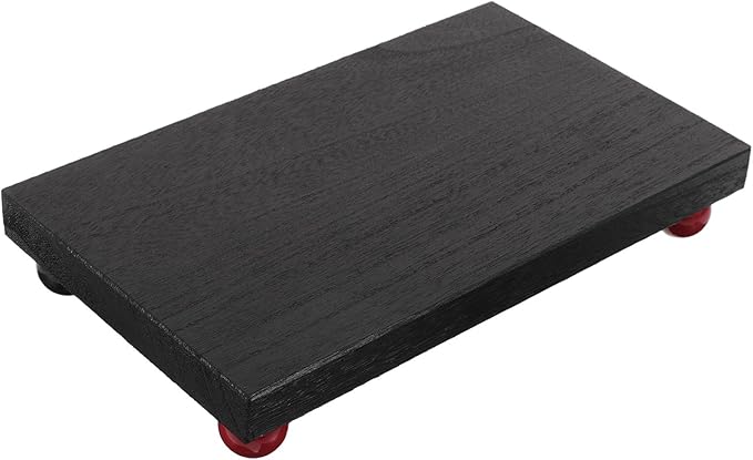 FAVOMOTO Wooden Rectangular Perfume Display Tray for Vanity and Makeup Organizer, Medium Black Solid Wood Cosmetic Storage Tray for Desk, Dresser, and Home Décor
