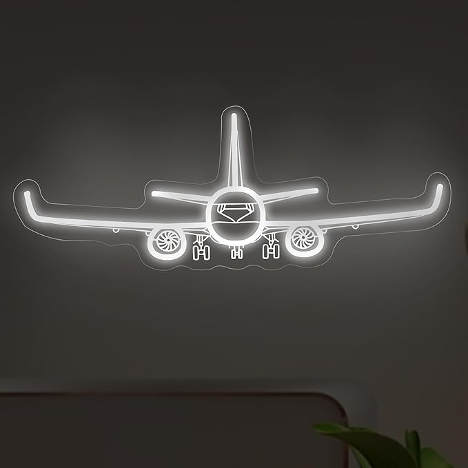 Airplane Neon Sign, Handmade LED Light, Airplane Wall Decort, Gifts for Pilot, Aviation Lover Gift, Kids Room Decor, 16.5"x6.5"