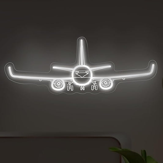 Airplane Neon Sign, Handmade LED Light, Airplane Wall Decort, Gifts for Pilot, Aviation Lover Gift, Kids Room Decor, 16.5"x6.5"