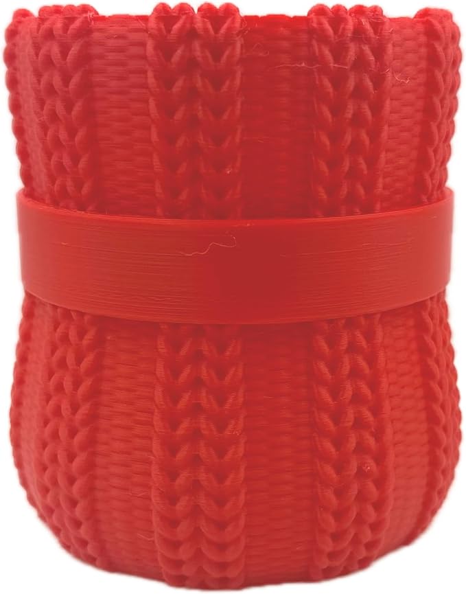 Knitted Bowknot Makeup Brush Holder, Cute Bow Vase, Pen Organizer for Kitchen, Bathroom or Office (Red)