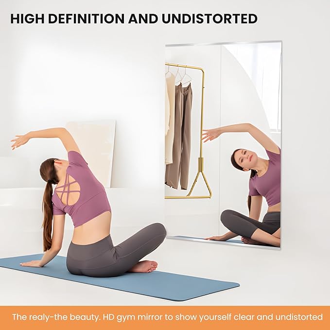 pertetey Home Gym Mirror, 83X40 Inch(1Pack) Large Frameless Tempered Glass Full Body Wall Mounted Mirror for Gym, Yoga, Exercise, Dance Studio